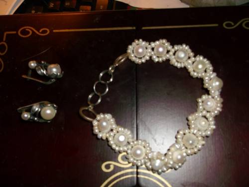 авторский браслет и ожерелье из  настоящего жемчуга