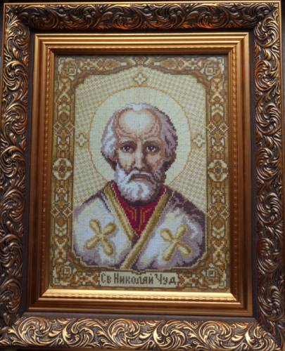 Икона “Св. Николай Чудотворец“ вышитая крестом