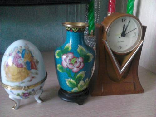 китайская сувенирная вазочка медная с покрытием эмалью 14 см,