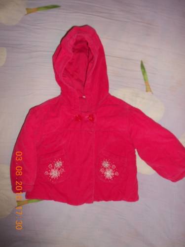 Фирменная вельветовая курточка малинового цвета,весна-лето-осень,до 1 года