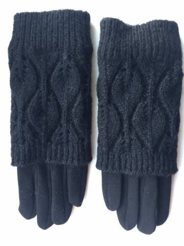 Перчатки новые 44 46 черные теплые верх съемный вязаные аксессуары начес митенки