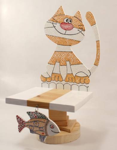 Полочка деревянная “ Кот и рыбка“