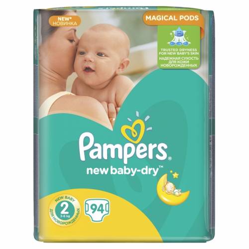 Недорого Pampers new baby dry  размер 2 в упаковке 94 шт.