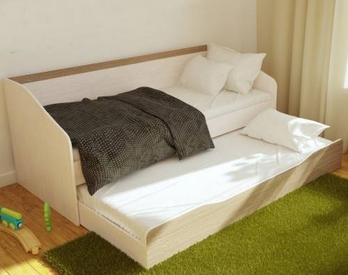 Кровать “Паскаль “ с выдвижным ящиком - дополнительным спальным местом (БТС) Дуб
