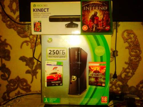 xbox 360 на 250гб Kinect  три игры.