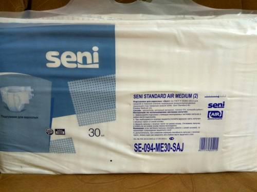 Подгузники для взрослых Seni, размер М, упаковка 30 шт.