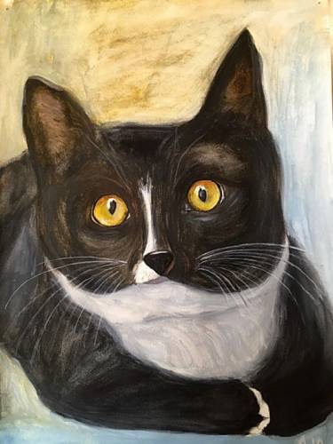 Картина кошка, акварель