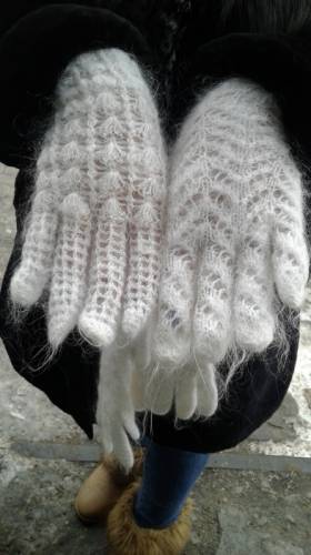 Пуховые женские перчатки