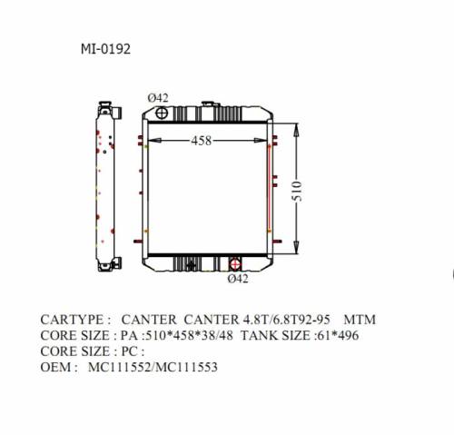 Mitsubishi fuso, canter 1992-1995 Радиатор охлаждения двигателя