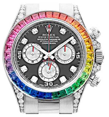Элитные наручные часы Rolex White Gold Daytona Rainbow