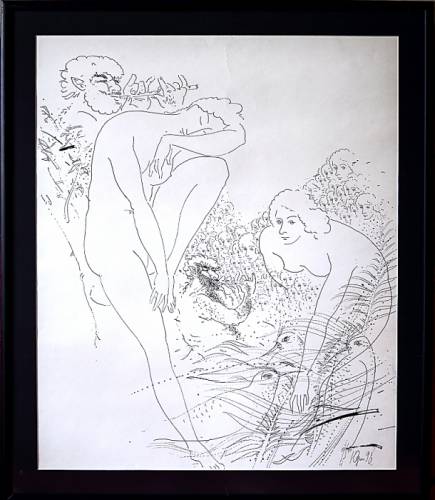 Картина тюменского художника Ю.Юдина “Сатир и нимфы“ - графика