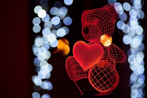 3D светильник «Мишка с сердечком»