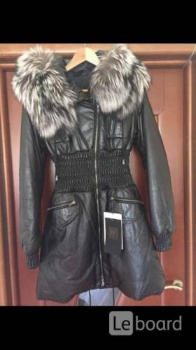 Пуховик куртка новая fashion furs италия 44 46 s m кожа черный мех чернобурка ка