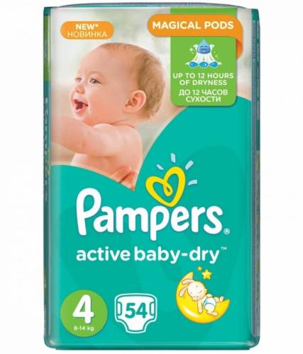 Подгузники Pampers Active Baby-Dry 4 (8-14 кг) 54 шт.