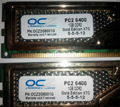 Оперативная память ocz dimm ddr2 800 мгц, 2 х 1 гб