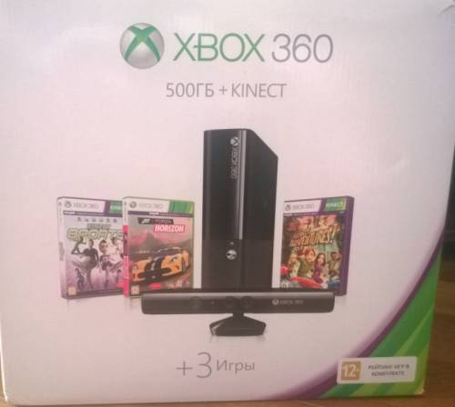 Xbox 360 500 GB Kinect  2 беспроводных джойстика 
