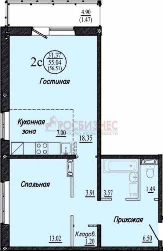 Продаётся большая 2х-комн. квартира на новом ж/м Просторный