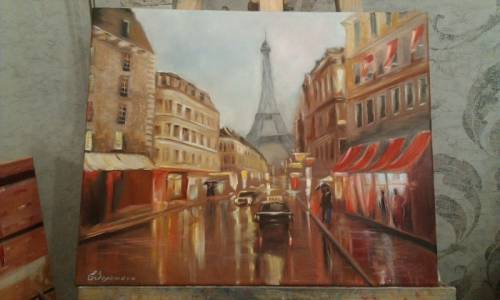 Карина маслом “Дождливый Париж“