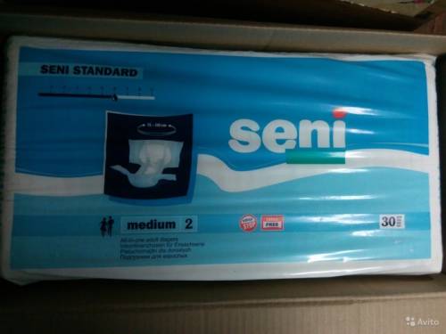 Подгузники Seni Standard Medium 2 - 75-110 см 6 капель. Упаковка 30 штук. 