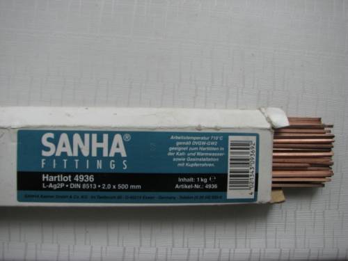 Припой для пайки медных соединений производства компании Sanha, Германия.