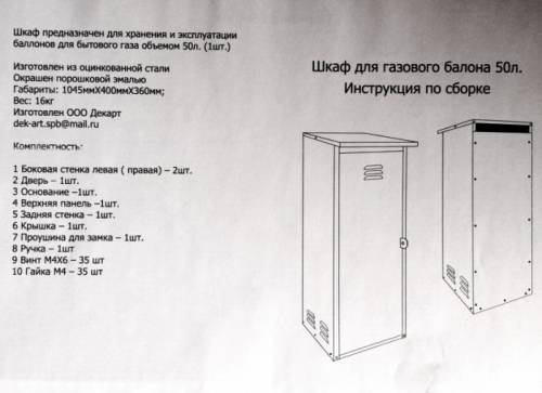 Шкаф для газ.баллонов 1баллон на 50л декарт