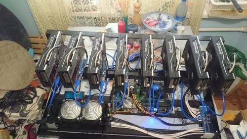 майнинг ферма (8 видеокарт Sapphire Nitro Radeon RX 580 8Gb)