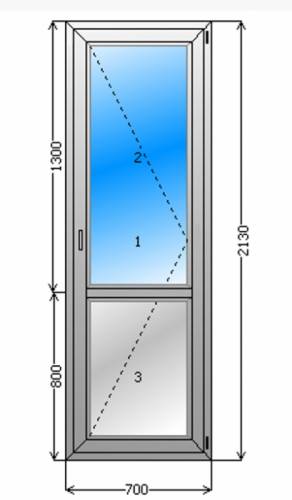 Дверь пластиковая (балконная) р-р: 700х213см