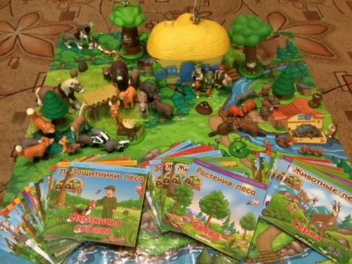 Продам набор детских рурналов и игрушек deagostini Животные леса
